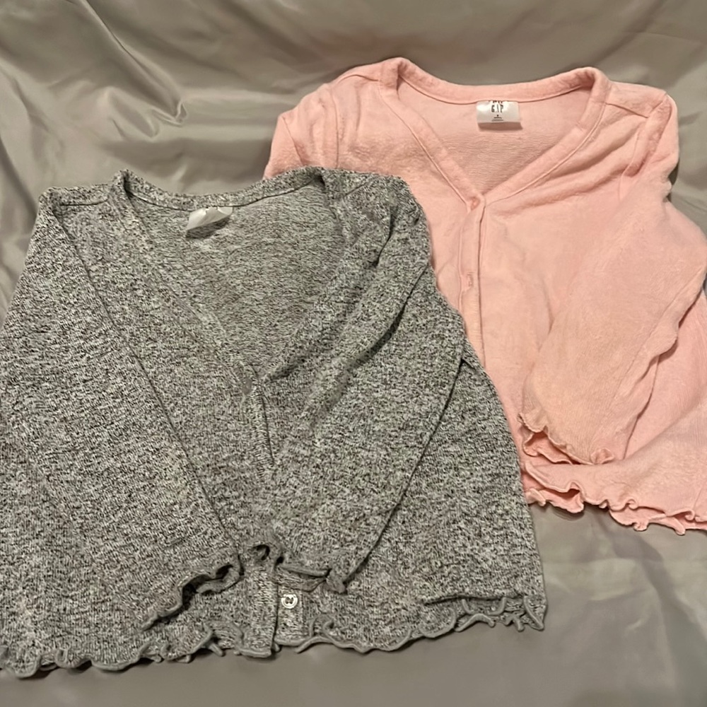 Baby Gap lot of 2 pink and grey button up cardigans